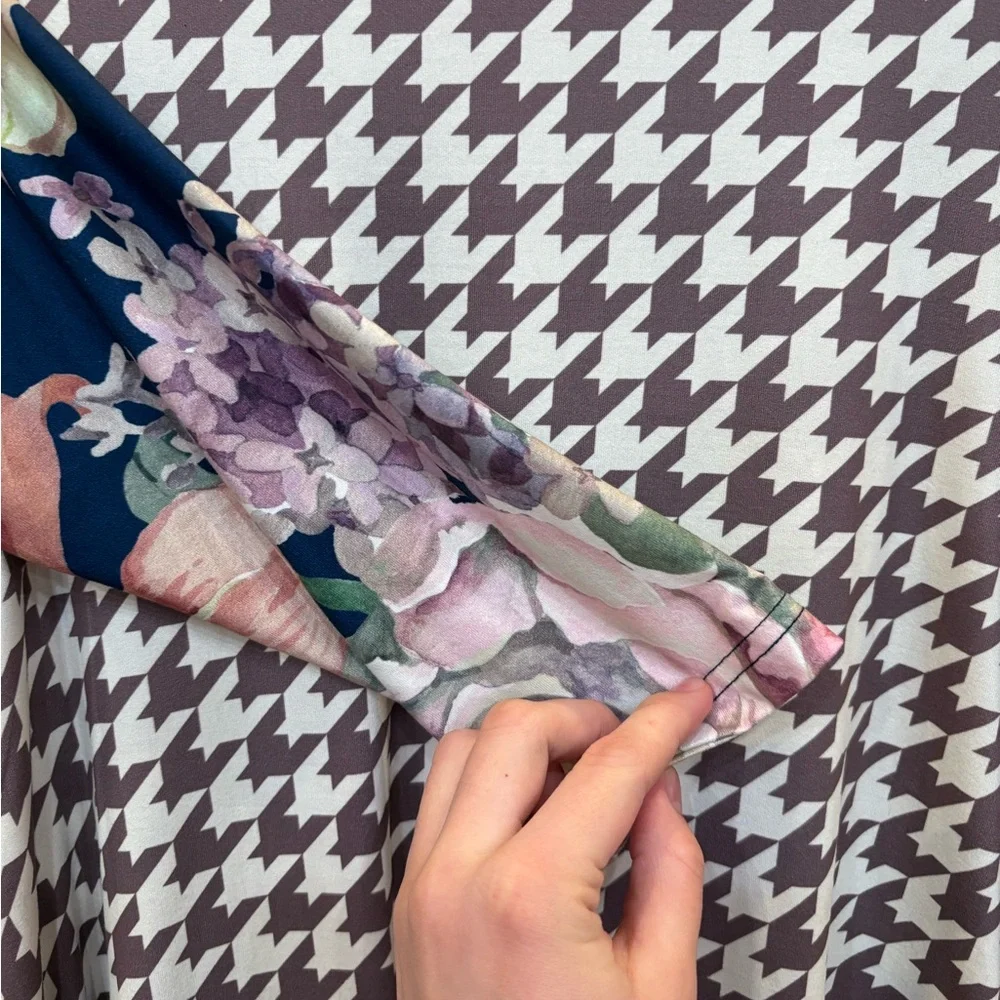 Floral and Houndstooth High-Low Women's Top - Picture 2 of 4